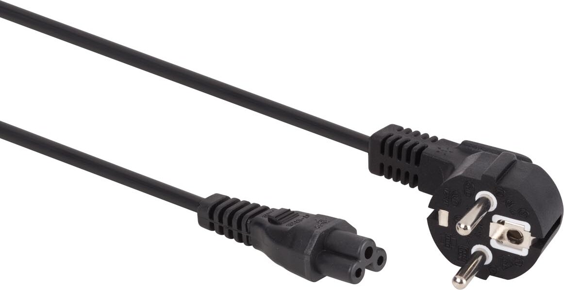 Perel Cabo de alimentação, H05VV-F 3G0.75, 1,8 m, 2,5 a/230 V, 625 W, tipo E/F 90 ° a C5, para uso interno, PVC, preto