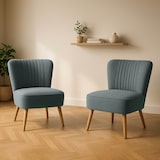 thumbnail of Lot de 2 fauteuils style crapaud en tissu bleu foncé