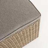 thumbnail of Pacote 4 unidades - Puff para terraço de rattan sintético cor natural e almofada removível incluída - Tamanho: 40x40x49 cm