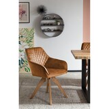 thumbnail of SalesFever Armlehnstuhl | drehbar | Bezug Vintage Samt-Velours | Gestell Buche-Holz | B 59 x T 61 x H 85 cm | goldfarben-natur