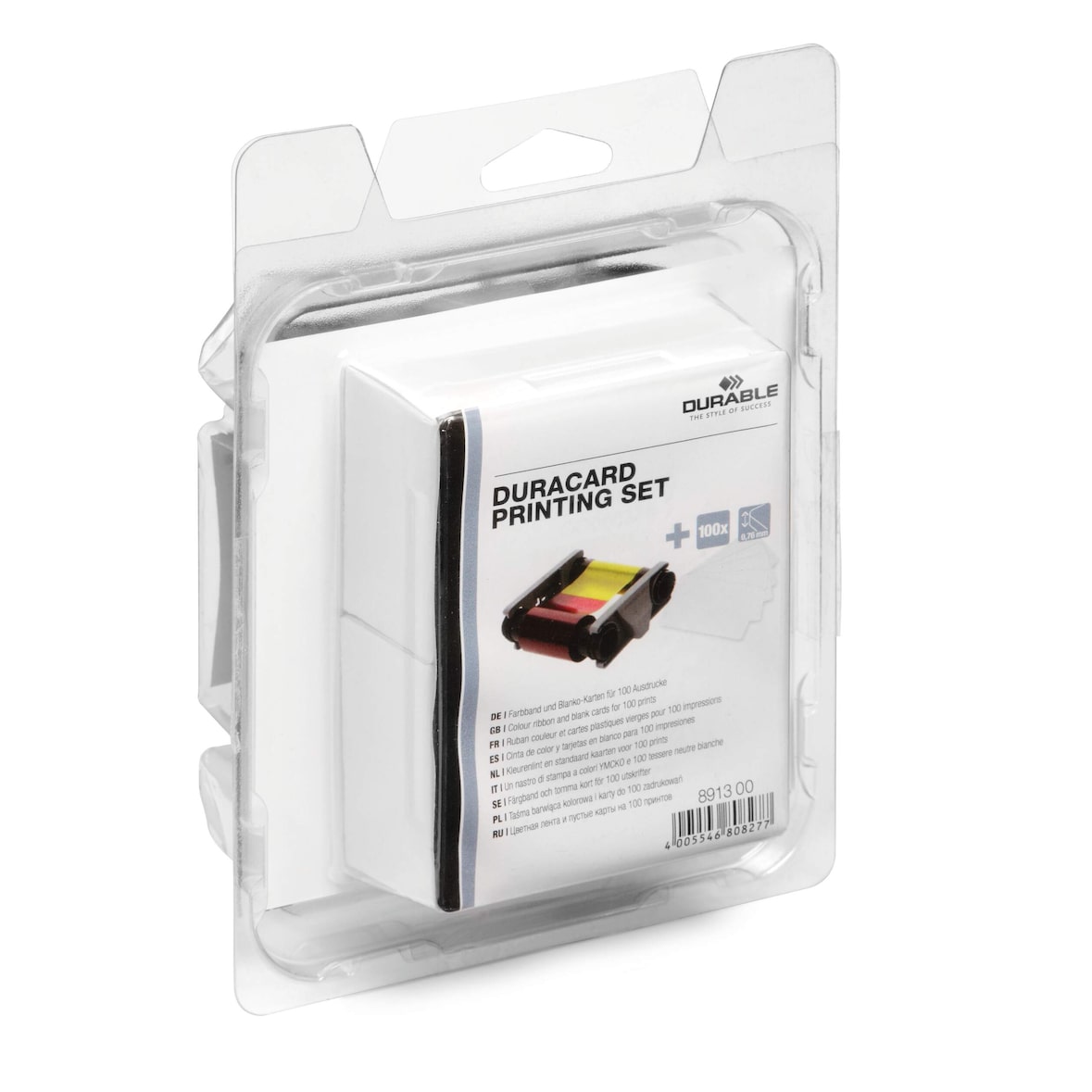 Durable DURACARD® Targhetta porta nome printing set con 1 nastro YMCKO e 100 schede