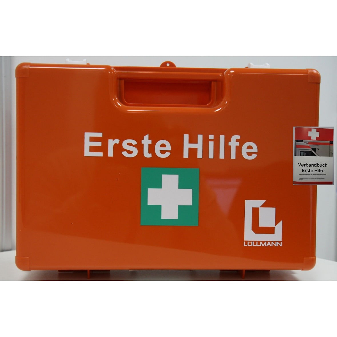 Betriebs Verbandskasten Erste Hilfe Koffer DIN 13157 Verbandkasten + Wandhalter orange, inklusive Verbandbuch 620111
