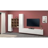 thumbnail of Dmora Wohnzimmermöbel Denis, Wohnzimmer-Set TV-Möbel mit 3 Türen, Mehrzweck-Wohnmöbel, 100 % Made in Italy, cm 270 x 30 h 180, glänzend weiß und Ahorn