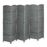 thumbnail of Relaxdays Paravent, 6-teilig, Raumtrenner faltbar, HxB 170x241 cm, Sichtschutz innen, Holz, Papierseil, Trennwand, grau