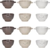 thumbnail of 6x Sandy Suppentasse 450ml mit Henkeln Suppenterrine stapelbar Beige Braun Weiß