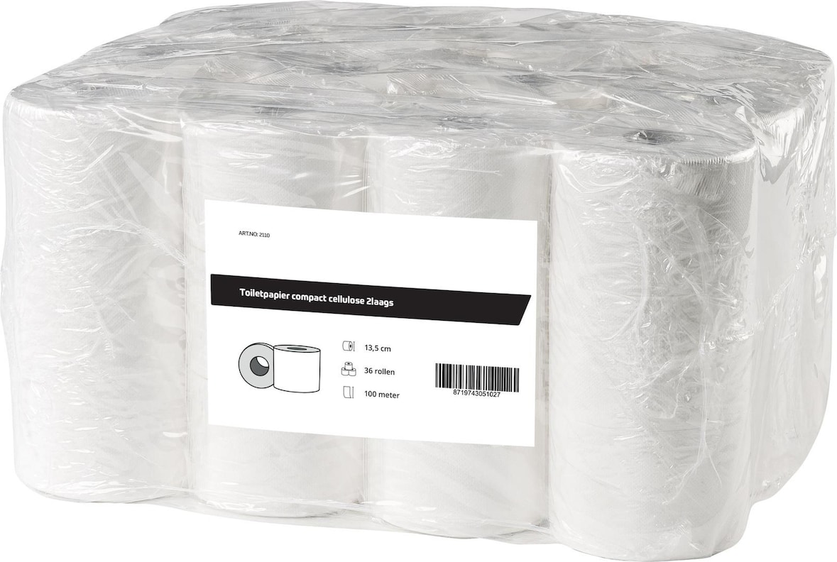 Toilettenpapier Kompakt | Zellstoff | 2-lagig | 36 Toilettenpapierrollen | weiß