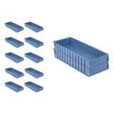 thumbnail of PROREGAL 12x Regalkasten 600 BN mit Etikett & Schutzhaube | HxBxT 9x23,4x60cm | 9,4 Liter | Sichtlagerkasten, Sortimentskasten