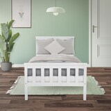 thumbnail of ML-Design Holzbett 90x200 cm Weiß – Kiefernholz Massivholzbett mit Lattenrost & Füßen, Einzelbett mit Kopf- & Fußteil, Jugendbett für Kinder &