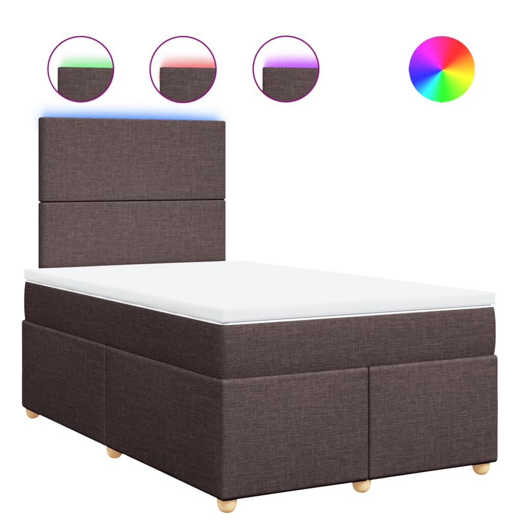 vidaXL Boxspringbett mit Matratze Dunkelbraun 120x190 cm Stoff