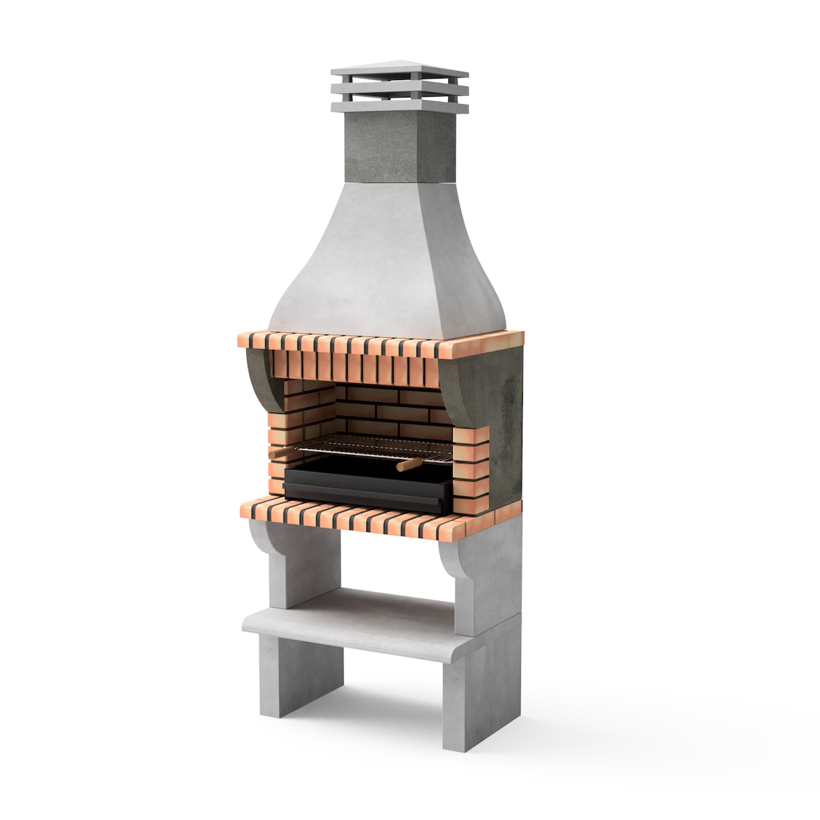 MF - Grillkamin Modell Maipu XL (Grau, Orange - 86,5 x 58 x 245 cm) REF: 3531/3 - Für Außenbereich