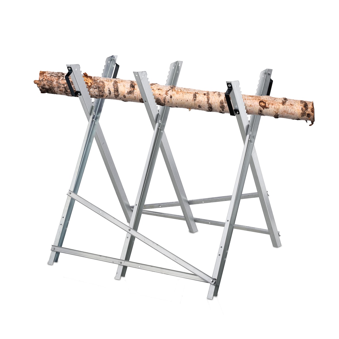 Relaxdays Sägebock, Holzsägearbeiten, klappbar, Sägegestell für Kettensägen, HBT: 80x80x85 cm, Holzbock, Stahl, silber