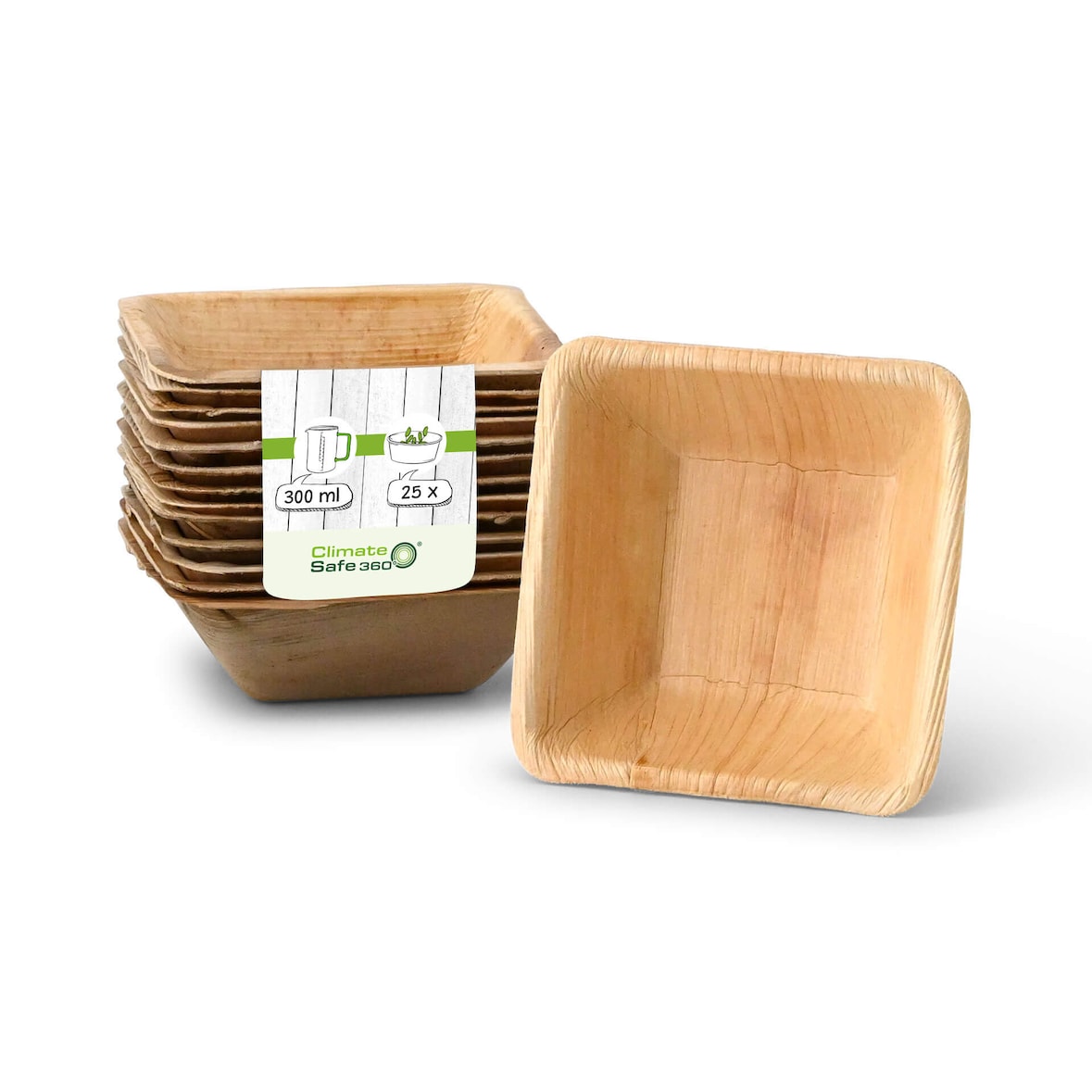 greenbox - Palmblatt Schalen "Palmware®" 300 ml, quadratisch, 25 St.