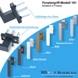 thumbnail of Design Fenstergiff Rasterolive Fensterbeschlag 7x35mm Vierkant Edelstahl Optik