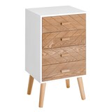 thumbnail of Mesita de Noche Madera con 4 Cajones Comoda Rústica Cajonera Mesilla Mueble para Dormitorio Armario Almacenamiento 40x30x75 cm