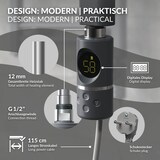 thumbnail of LuxeBath Elektrischer Badheizkörper Sahara 400x800mm Anthrazit gerade Seitenanschluss + Heizstab 300W Thermostat Handtuchheizkörper Handtuchwärmer