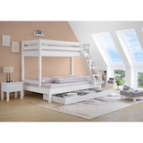 thumbnail of Doppel-Etagenbett 120x200 und 80x200 Erwachsenen-Stockbett Kiefer Massivholz weiß V-60.18W-08-12 Rollrost und Bettkasten inkl.