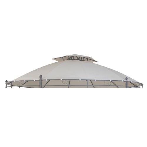 Ersatzdach Pavillon rund ⌀ 3,5m wasserdicht Gartenpavillon Doppeldach Dachhaube beige : Beige