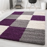 thumbnail of Teppich Schlafzimmer Hochflor Karo Samtweich Waschbar Strapazierfähig Wohnzimmer Pflegeleicht Violett 80x150 cm – RHEIN von Kadima Design