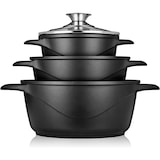 thumbnail of Briebe Batería de Cocina Inducción 6 Piezas Aluminio Fundido 3 Ollas con Tapa de Cristal Antiadherente, Negro, MGK-18