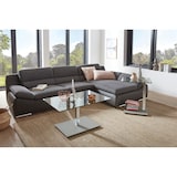 thumbnail of Vierhaus Couchtisch Platte Klarglas, stufenlos höhenverstellbar, Metallteile Chrom, Bodenplatte Schliffoptik edelstahlfarbig lackiert, rollbar