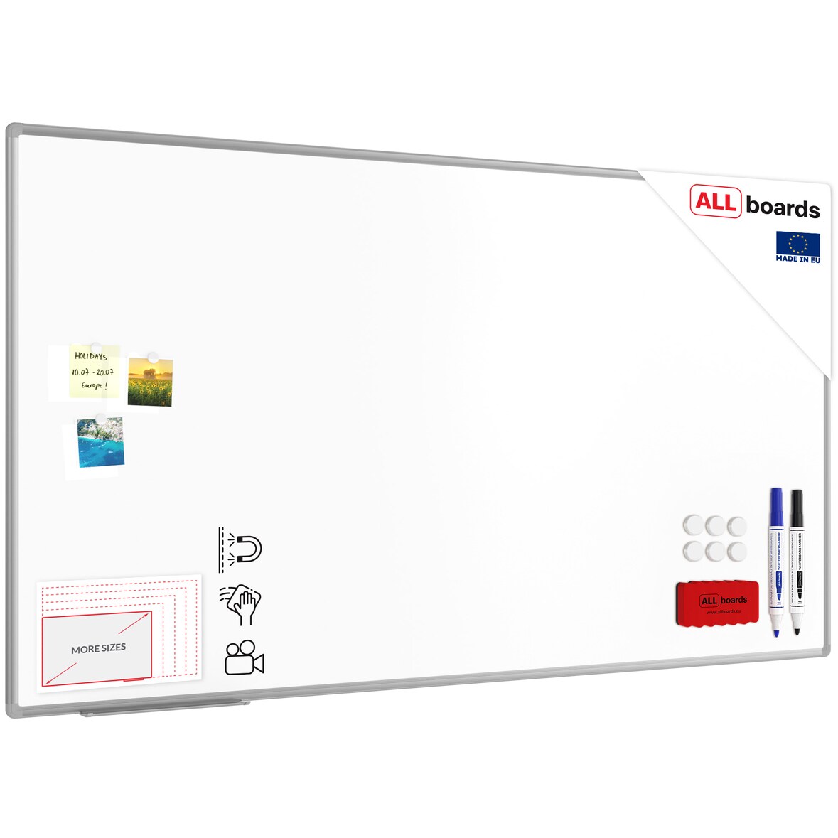 ALLboards Keramik-Magnettafel emailliert P3 180x100 cm, Alurahmen