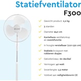 thumbnail of BRASQ Ventilator Staand - Statiefventilator Stil 45W - Fan met 3 snelheden -  Waaier Ø 40cm - Wit