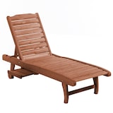 thumbnail of Outsunny tumbona de madera exterior silla reclinable de jardín con 2 ruedas respaldo ajustable en 3 niveles y 1 bandeja carga 113kg para terraza patio