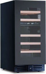 thumbnail of KLIMAITALIA Belüfteter Weinkühlschrank bei 2 Temperaturen. 28 Flaschen. Rauchglastür. LED-Licht. Digitales Thermometer. Holzregale. Modell CW37G2TB