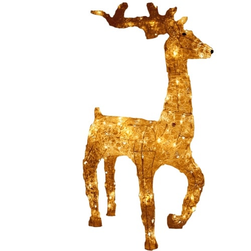 XXL LED Acryl Hirsch Weihnachtsfigur 120cm beleuchtet Weihnachtsdeko Außen & Innen Gold Warmweiß : Gold-Warmweiß