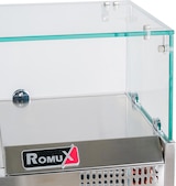 thumbnail of Romux® Kühlvitrinen für Tapas 140x33x44 cm aus Edelstahl und Glashaube mit 6 Becken GN 1/4 | Gekühlte Vitrine mit digitalem Dixell-Thermostat
