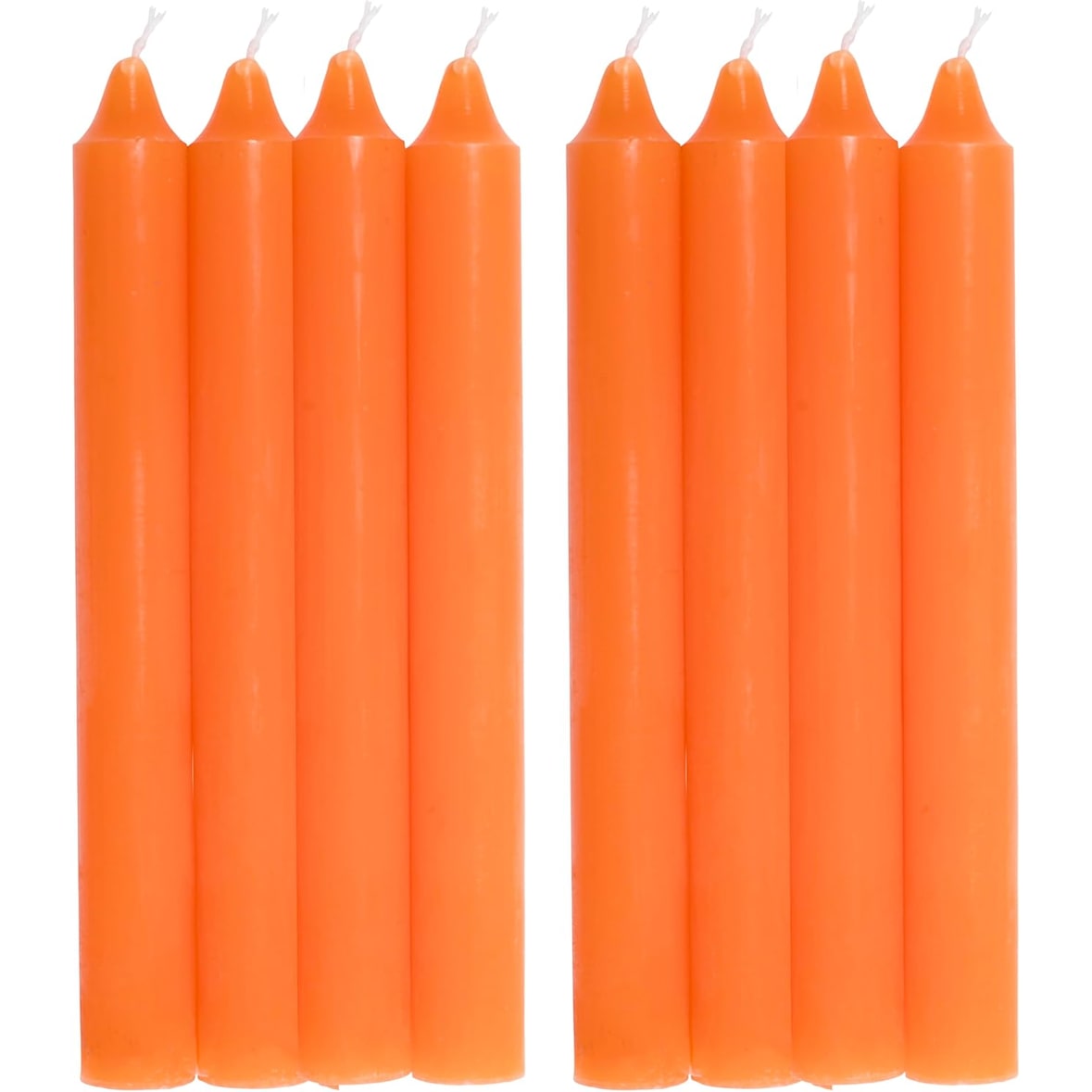 COM-FORT HOUSE- Vela de mesa Naranja - Pack velas de 8 Unidades - Velas Decorativas Sin Perfume - Velas para tu Hogar
