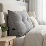 thumbnail of Home Nature Wohnkonzept Keilkissen grau 70x52x19 cm, Lesekissen für Bett und Sofa mit Seitenfach & Waschbezug