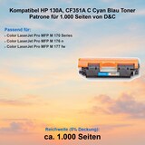 thumbnail of Kompatibel HP 130A, CF351A C Cyan Blau Toner Patrone für 1.000 Seiten von D&C