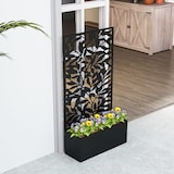 thumbnail of Outsunny jardinera exterior grande de metal jardinera con pantalla de privacidad jardinera de pared o independiente 61x23x113 cm negro