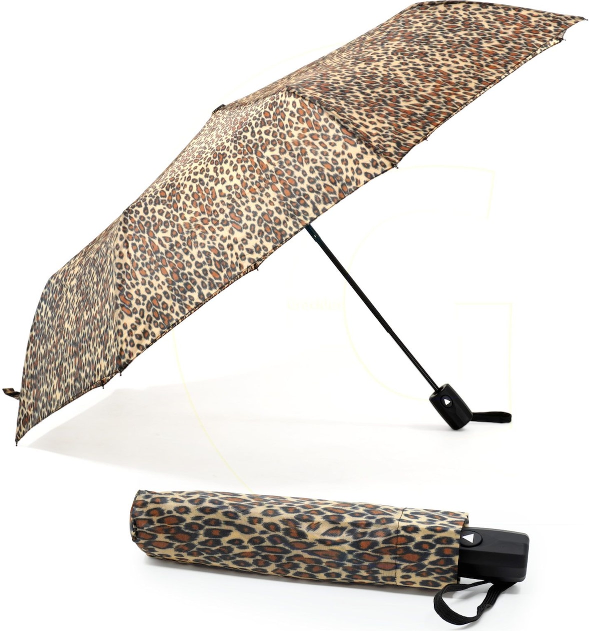 Taschenschirm Leopardenmuster Automatik 8 Streben Fiberglas 100 cm