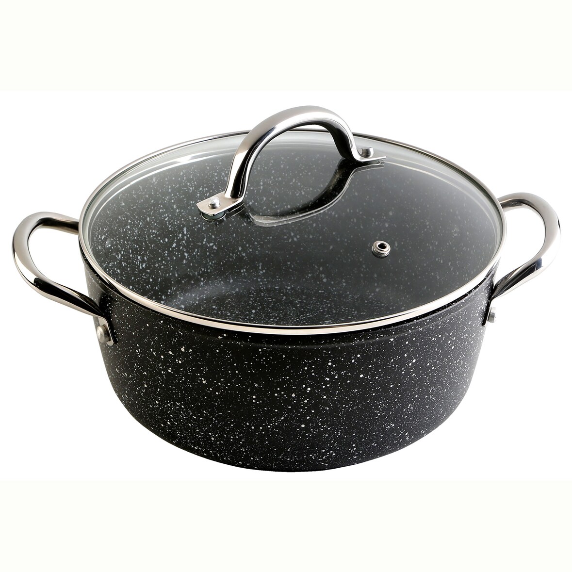 Wecook Granite Panela Alta Indução 28 cm, Anti-aderente Ecológico PFOA-Free, Alumínio Forjado, Vitrocerâmica, Preto