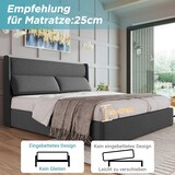 thumbnail of Polsterbett 160x200 Grau mit Verstellbaren Kopfstützen Hydraulischem Stauraum Leinen Metallrahmen Lattenrost Schlafzimmerbett