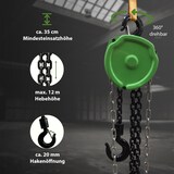 thumbnail of Kettenzug triangel 1000kg / 1 t Tragkraft - 12 m Hubhöhe - Doppelbremse HSC Flaschenzug Hebezug Seilzug