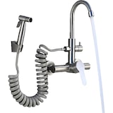 thumbnail of JULIE | horeca mengkraan wandmontage zilver | professionele keukenkraan rvs met handdouche | restaurant wandkraan hoge uitloop