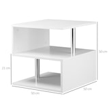 thumbnail of Mesa Auxiliar de Salón con Compartimento Abierto 50x50x50cm Mesa de Centro Café Blanco