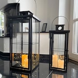 thumbnail of 2tlg Metall XXL Laternen Set Schwarz Gartenlaterne Windlicht H58/45cm