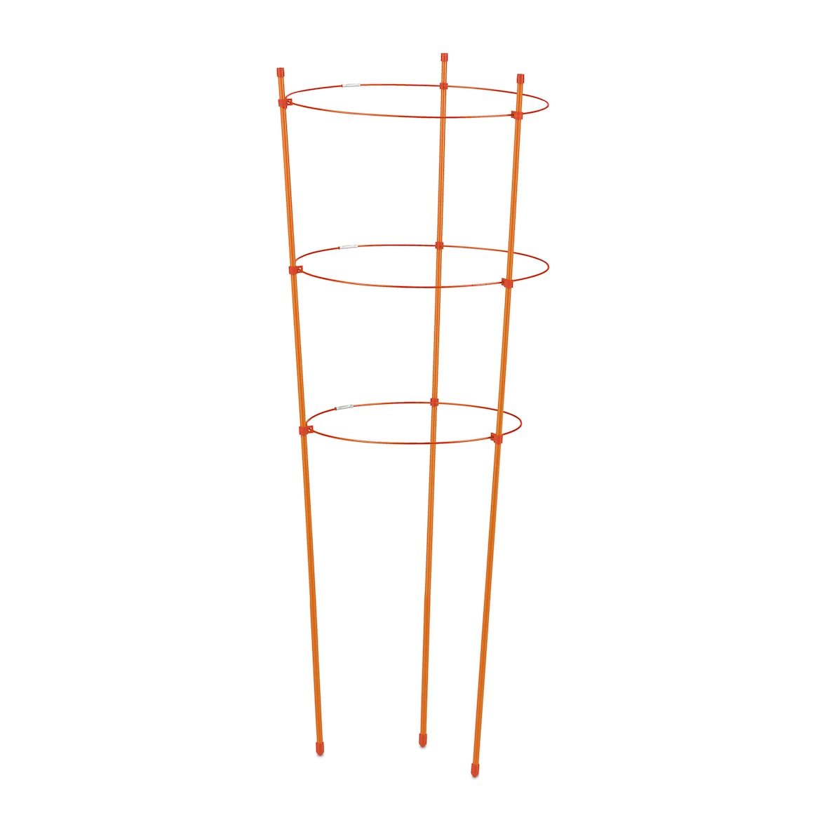 Relaxdays Rankhilfe 6er Set, Metall & Kunststoff, 76 cm hoch, 3 verstellbare Ringe, Rankstütze Kletterpflanzen, orange