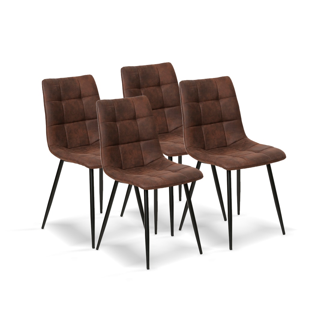 Pack de 4 sillas de comedor estilo Industrial color Marrón Chocolate. Modelo Ivy