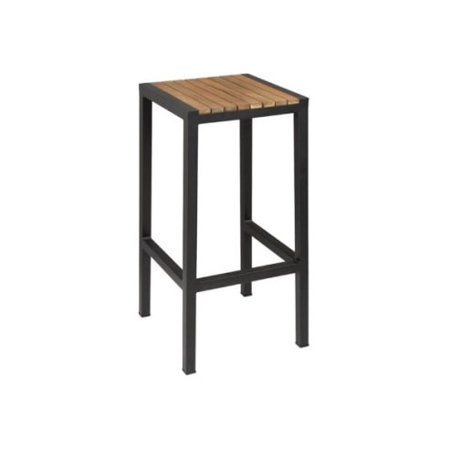 Jogo de 2 bancos altos de madeira de acácia e aço Bolero DS156