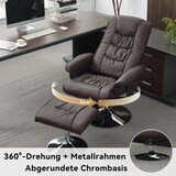 thumbnail of Massagesessel Relaxsessel mit Liegefunktion 5-Punkt-Massage Heizfunktion Drehbar PU Leder Fußhocker 79x79x106 Braun