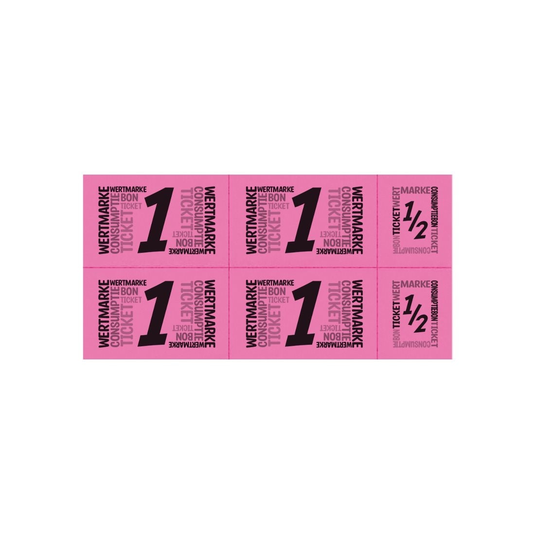 CombiCraft Wertmarken Karte auf fuchsiafarbenem Papier mit schwarzem Druck mit 5 Wert-Einheiten