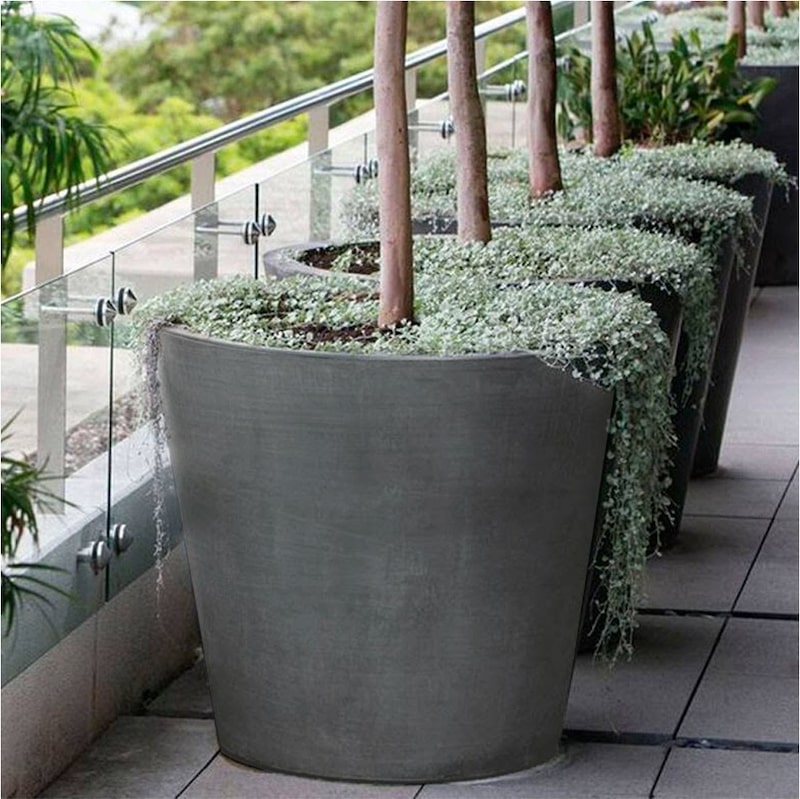 Blumentopf Grau 70L Ø50cm H47cm - Blumenkasten Outdoor Balkon Terrasse Garten ARTPLAST