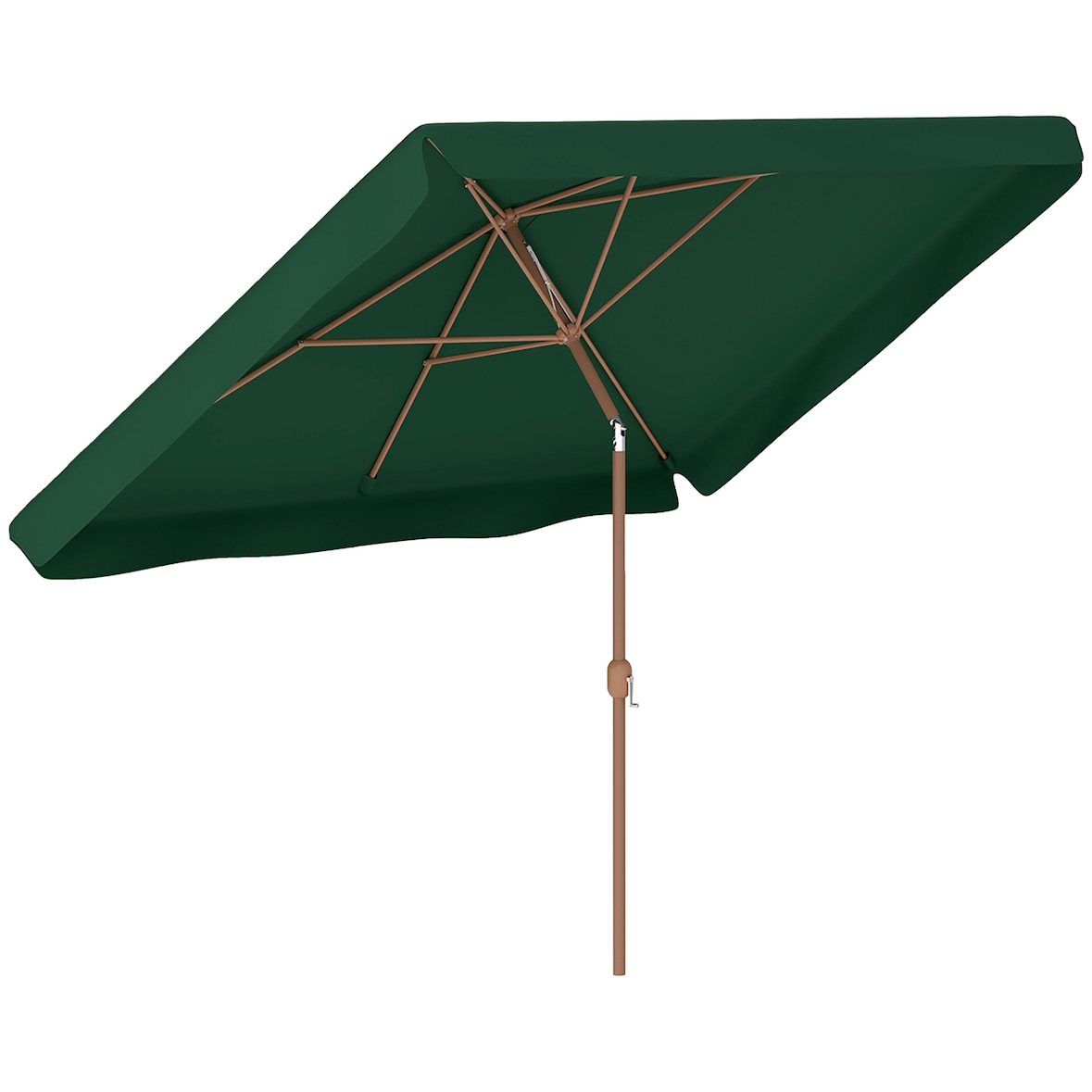 Outsunny sombrilla de terraza exterior 300x200 cm con ángulo ajustable mástil de aluminio manivela y protección UV 50+ sombrilla para jardín verde