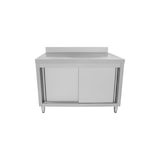 thumbnail of METRO Professional Mesa-Armario de trabajo con soporte GSCB1120B, para restauración, acero inoxidable, 120 x 70 x 95 cm, con puerta corredera, plata