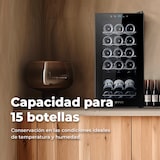 thumbnail of EVVO Vinoteca para 15 botellas VT15, termoeléctrico, compresor, 5-18ºC regulable, muy silencioso 41 dB, pantalla táctil, diplay LED, luz interior